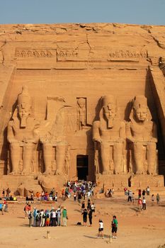 Landmark of the famous Ramses II at Abu Simbel in Egypt