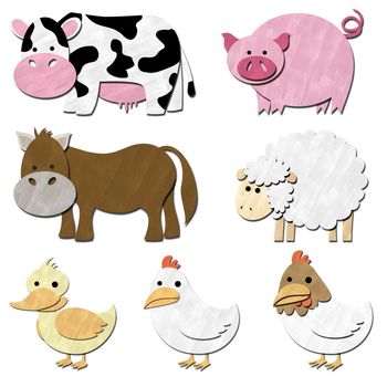 a set of farm animals pastel color