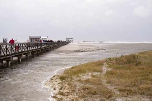 storm flood in st. peter-ording, germany