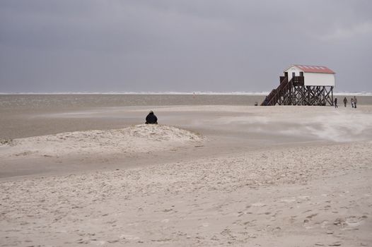 storm flood in st. peter-ording, germany