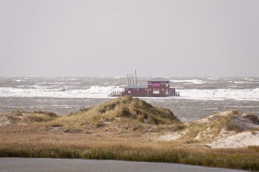storm flood in st. peter-ording, germany