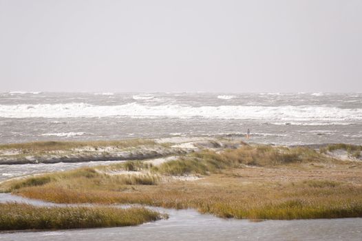 storm flood in st. peter-ording, germany