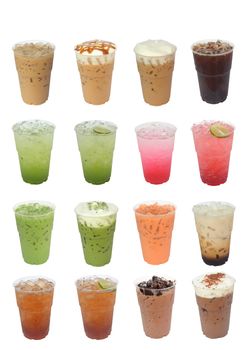 Iced Drinks Compilation isolated on white background