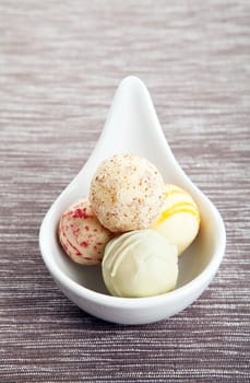 mixed truffle pralines on a plate 