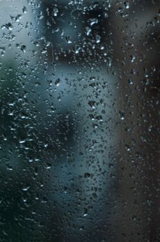 macro picture of rain drops on the window