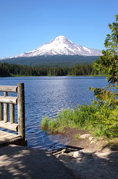 A view of mt. Hood and Trillium lake Oregon.