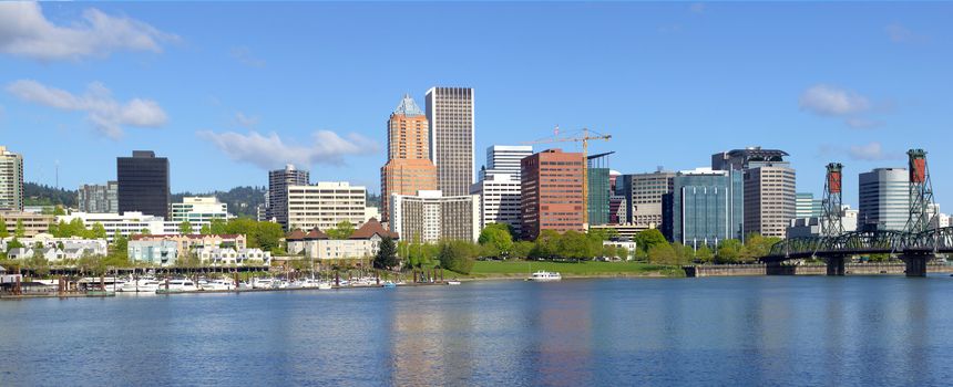 City of Portland Oregon skyline panorama. 