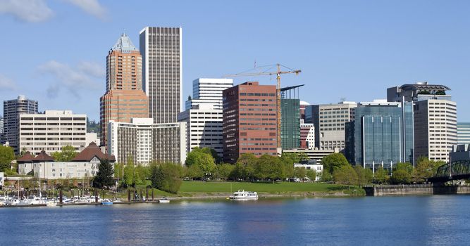 City of Portland Oregon skyline in Spring.