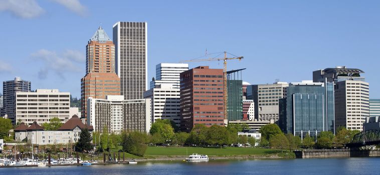 City of Portland Oregon skyline in Spring.