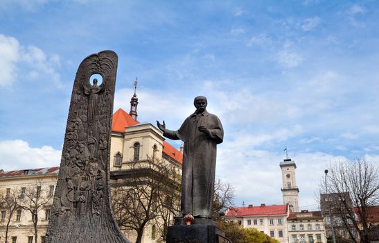 monument for Ukrainian poet Taras Shevchenko in Lviv city (Lemberg)
