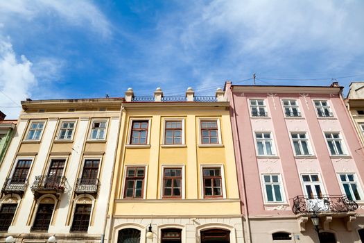 colorful buildings on Rynok Square in Lviv city