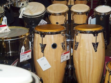 Latin drums and percussions musical instruments.