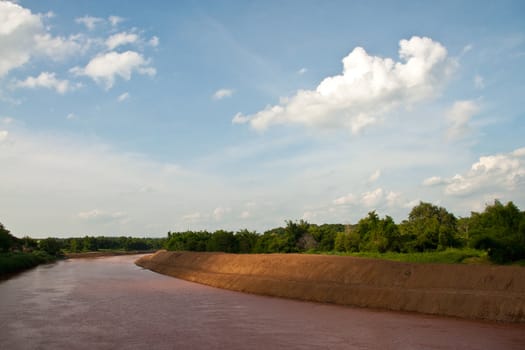 River and  blue sky