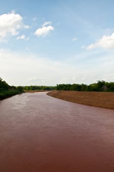 River and  blue sky