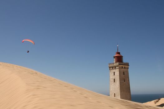 Lighthouse Devoured by Sand on Denmark's North Sea coast near Lonstrup Klint