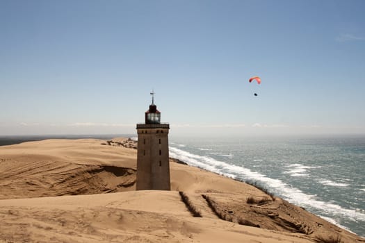 Lighthouse Devoured by Sand on Denmark's North Sea coast near Lonstrup Klint