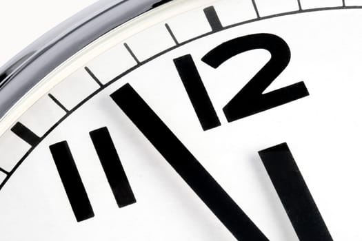 A clock indicating three minutes to twelve
