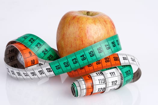 apple with tape measure, illustration for health and  nutrition