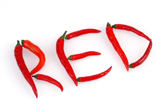 red written with red hot chili peppers
