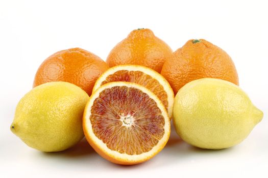 Oranges and Lemons on white background