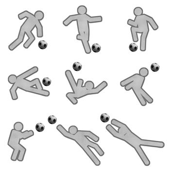 action of soccer players and soccer ball  icon style