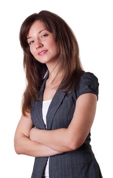 portrait of young business woman, isolated on white