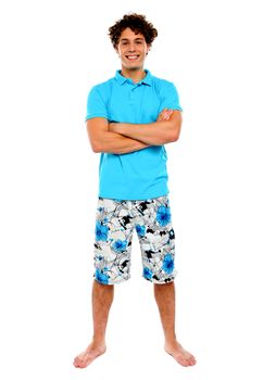Teenage guy posing in casuals. Holiday concept