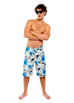 Man in Swimwear wearing goggles