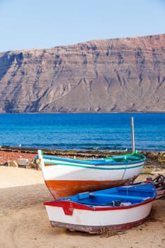 Boats on the coast. Lanzarote, Canary, Spaine