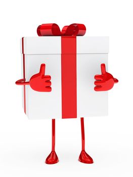 christmas red white gift figure thumb up