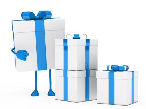 christmas blue white gift box figure point