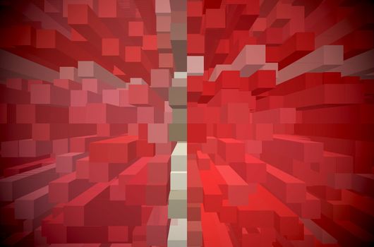 An abstract background with cubes and red color 