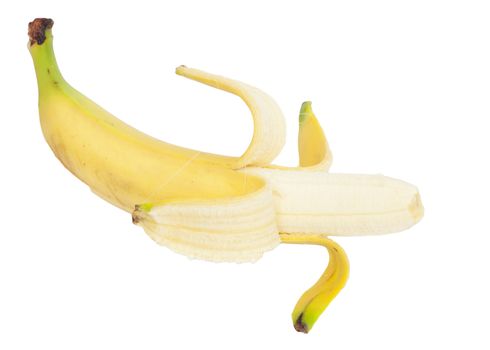Open banana isolated on white background 