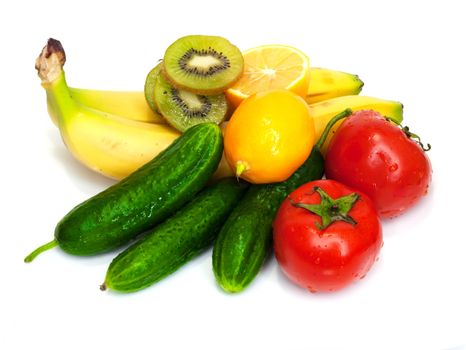 fruits and vegetables isolated on a white background 