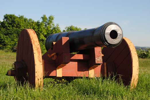 An old fashioned ships cannon.