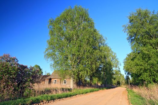 sandy road in abandoned village