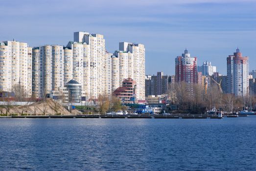 High rise apartment buildings by the riverside 