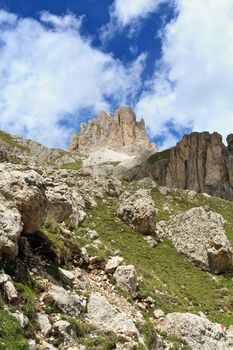 summer landscape in Catinaccio group Italian Dolomites