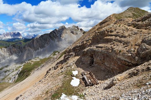 First world war location in mountain ridge, Italian Dolomites