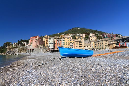 beach in Sori, small village in Liguria, Italy