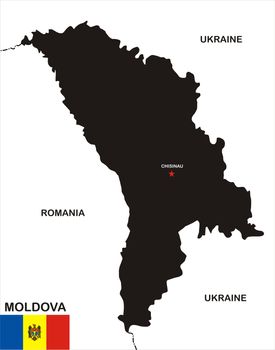 very big size moldova black map with flag