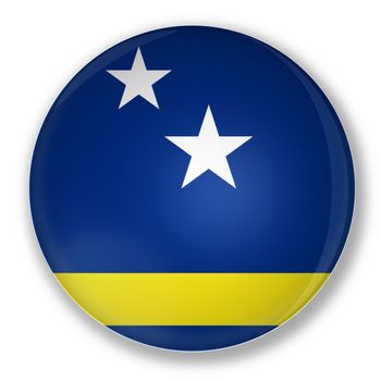 Illustration of a badge flag of Curaçao with shadow