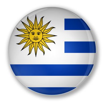 Illustration of a badge flag of Uruguay with shadow