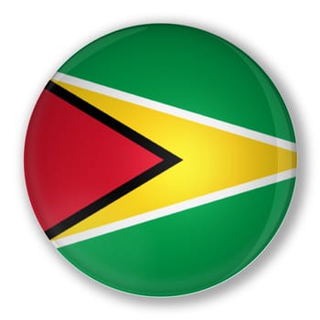 Illustration of a badge flag of Guyana with shadow