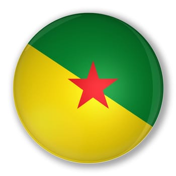 Illustration of a badge flag of French Guiana with shadow