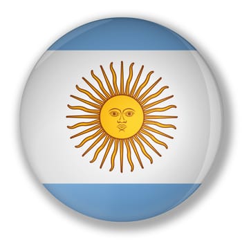 Illustration of a badge flag of Argentina with shadow