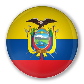 Illustration of a badge flag of Ecuador with shadow