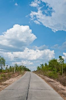 road and cloudy sky background