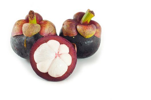 Closeup of  mangosteen on white background