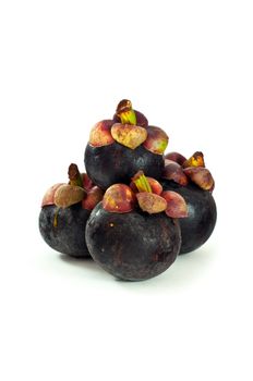 Closeup of  mangosteen on white background